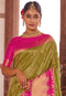 Floral Woven Design Zari Kanjeevaram Striped Silk Saree for Function Wear saree