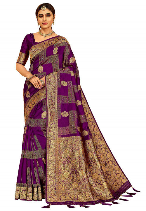 Banarasi Silk Saree with Sequins Work Party Wear Sarees Collection