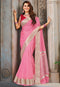 Silk Traditional Saree in Pink with golden Zari Organza Casual Wear Saree with Weaving work