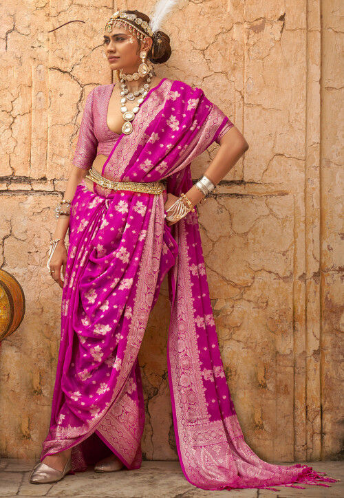 Woven Georgette Saree with Weaving Butta Border For Festival Wear