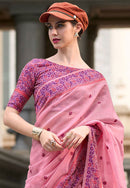 Rose pink Color Party Wear Art silk Embroidery Work Saree for party wear collection