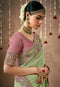 Embroidered Organza Saree With Contrast Embroidered work For Bridal Wedding Wear Stylish Sari