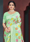 Exquisite designer Cotton Party Wear Saree in Green with Printed work