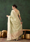 Beige Khadi Organza Saree for organza woven designer with classy brush paint work