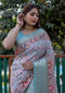 Weaving Party wear Linen Silk Saree With Digital Printed Work for woven