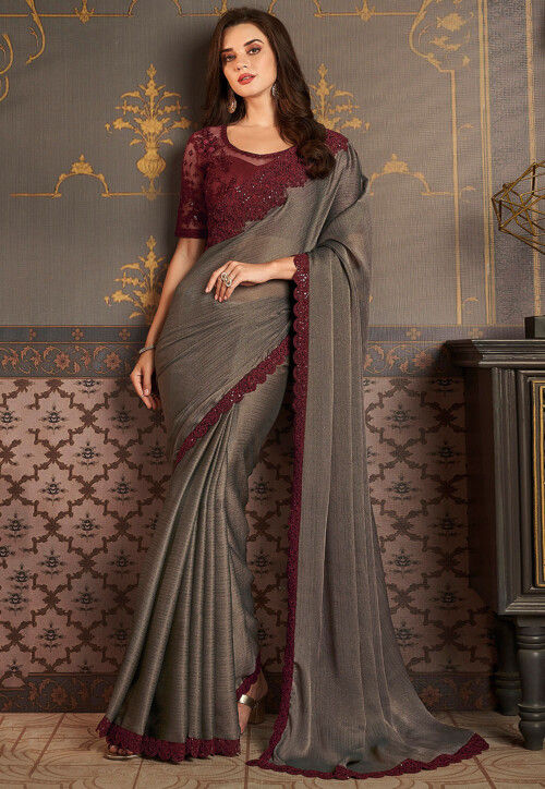 Bollywood Style Jacquard Fashion Fancy stylist wear Saree for woven