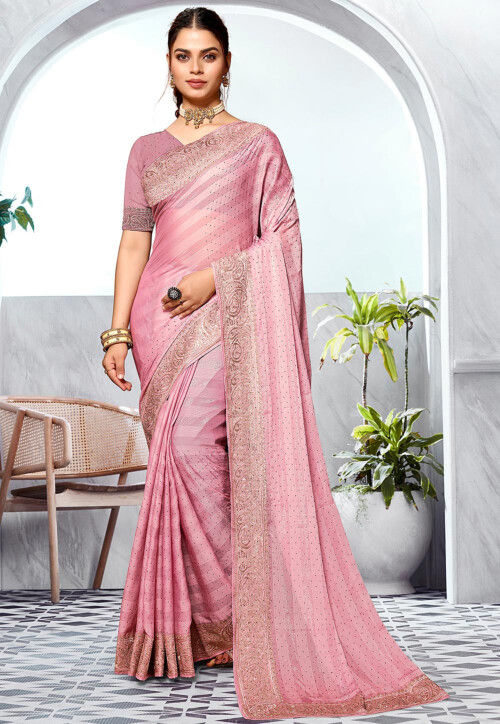 Bollywood Beautiful peach Color Saree for partywear collection woven