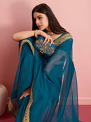 Classic blue Color Banarasi Pure Soft Silk Cotton Saree party wear