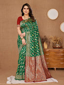 Charming Banarasi Pure Soft Silk Green Color Saree SY 5584