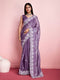 light Purple Line Designer Fancy printed Saree for woven