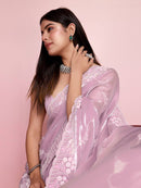 Dainty pink Colored Soft Silk Jacquard printed Saree