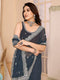 Navy Blue Chiffon Embroidered Georgette Saree  for woven