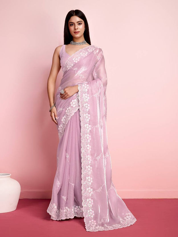 Dainty pink Colored Soft Silk Jacquard printed Saree