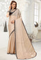 Designer zarkan border work organza silk with Brown Lace saree