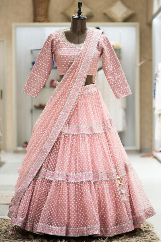 Easy On The Eyes Pink Color Soft Net Lehenga Choli