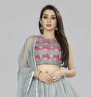 Ruffle Gray Colored Crop Top Lehenga