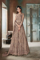 Dark Golden Zari Color Designer Gown Online