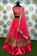 Designer Red Color Bridal Wear Net Lehenga Choli