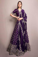 Purple Paper Silk Heavy Box Pattern Lehenga 2020