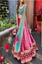 Exclusive Zari Work Velvet Pink Lehenga For Women