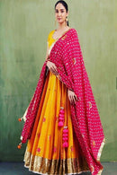 Yellow Color Silk Mirror Embroidery Lehenga Choli Online