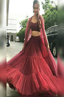 Engaging Maroon Attractive Lehenga With Jacket