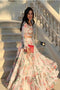 White Embroidered Attractive Party Wear Pancharangi Lehenga