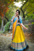 Yellow Party Wear Jacquard Lehenga Choli Design