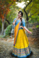 Yellow Embroidered Attractive Party Wear Jacquard Lehenga Choli