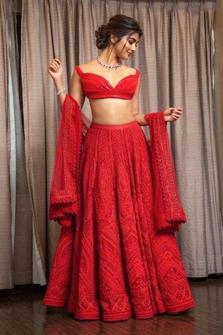 Engaging Red Silk Attractive Work Lehenga Choli