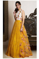 Soft Net Embroidery Yellow Lehenga Choli Online Women