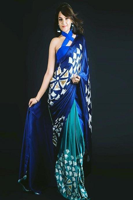 Digital Printed Satin Fabric Saree SY 6171