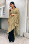 Chiku Color Two Tone Effective Shining Ruffle Saree for woven