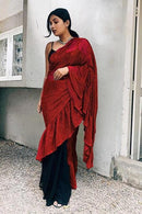 Maroon Color Two Tone Effective Lycra Ruffle Saree SY 5192