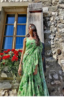 Green Color Party Wear Heavy Ruffle digital Printed Saree daily wear collection