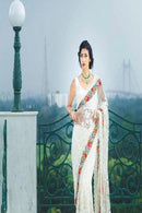 White Color Party Wear Embroidery Work Cotton Saree SY 5291