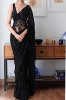 Black Color Workable Designer Fancy daily wear saree collection