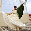 Designer White Color Anarkali Flared Party Wear Gown