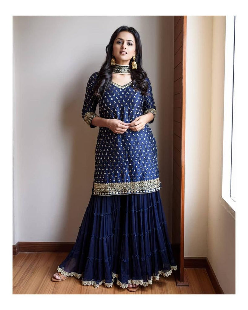 Navy Blue Designer Salwar Kameez Designs