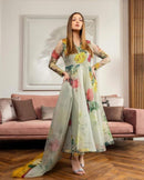 Cotton Silk Printed and Hand Work Gown