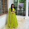 Parrot Green Color Hand Work Latest Designer Gown