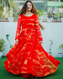 Red Color Hand Work Latest Designer Printed Gown