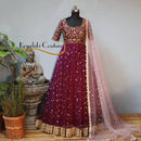 Maroon Color Embroidery and Hand Work Latest Designer Gown