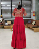 Hand Work Latest Designer Red Gown For Ladies