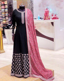 Georgette Floral Embrodiery Work Designer Black Color Gown