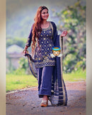 Navy Blue Color Occasional Wear Silk Party Wear Salwar