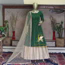 Designer Hand Weaving Green Gown With Sarara For Women