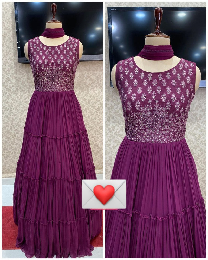 Purple Pure Designer Attractive Gown Collections