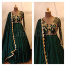 Green Color Designer Gown For Girls