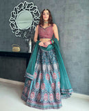 Royal Blue Digital Printed Banglori Silk Lehenga Choli